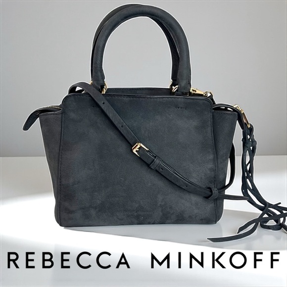 REBECCA MINKOFF Mini Avery Black SuedeTote EUC - Picture 1 of 15
